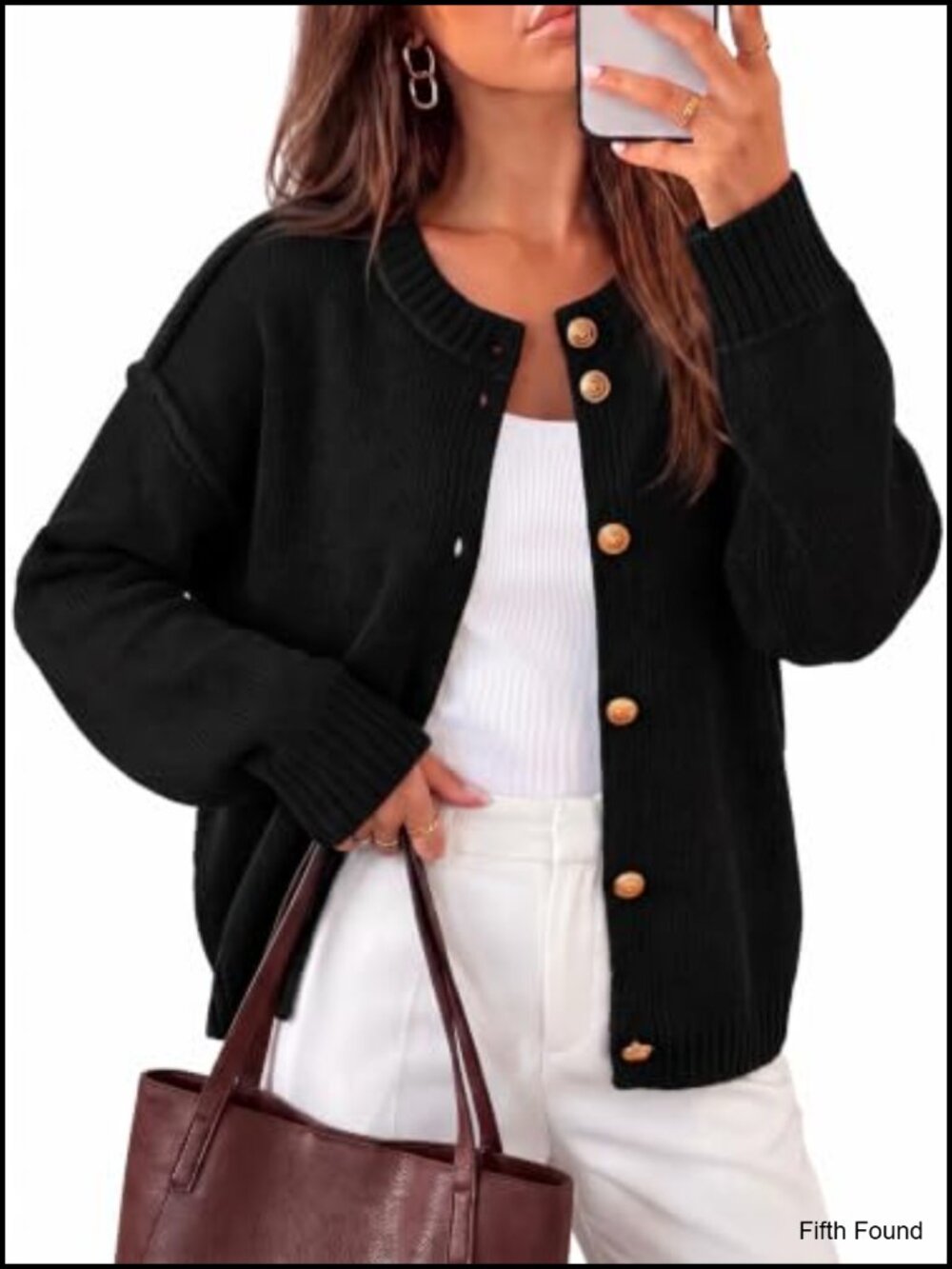 LOMON Womens Chunky Knit Button Up Cardigan Oversized Slouchy Long Sleeve